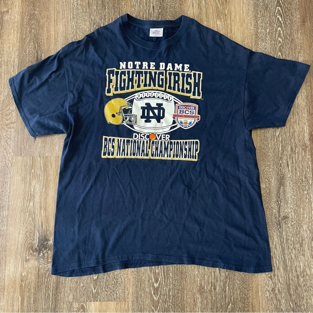 BCS National Championship Men T-Shirt Large Navy Notre Dame Fighting Irish 2013